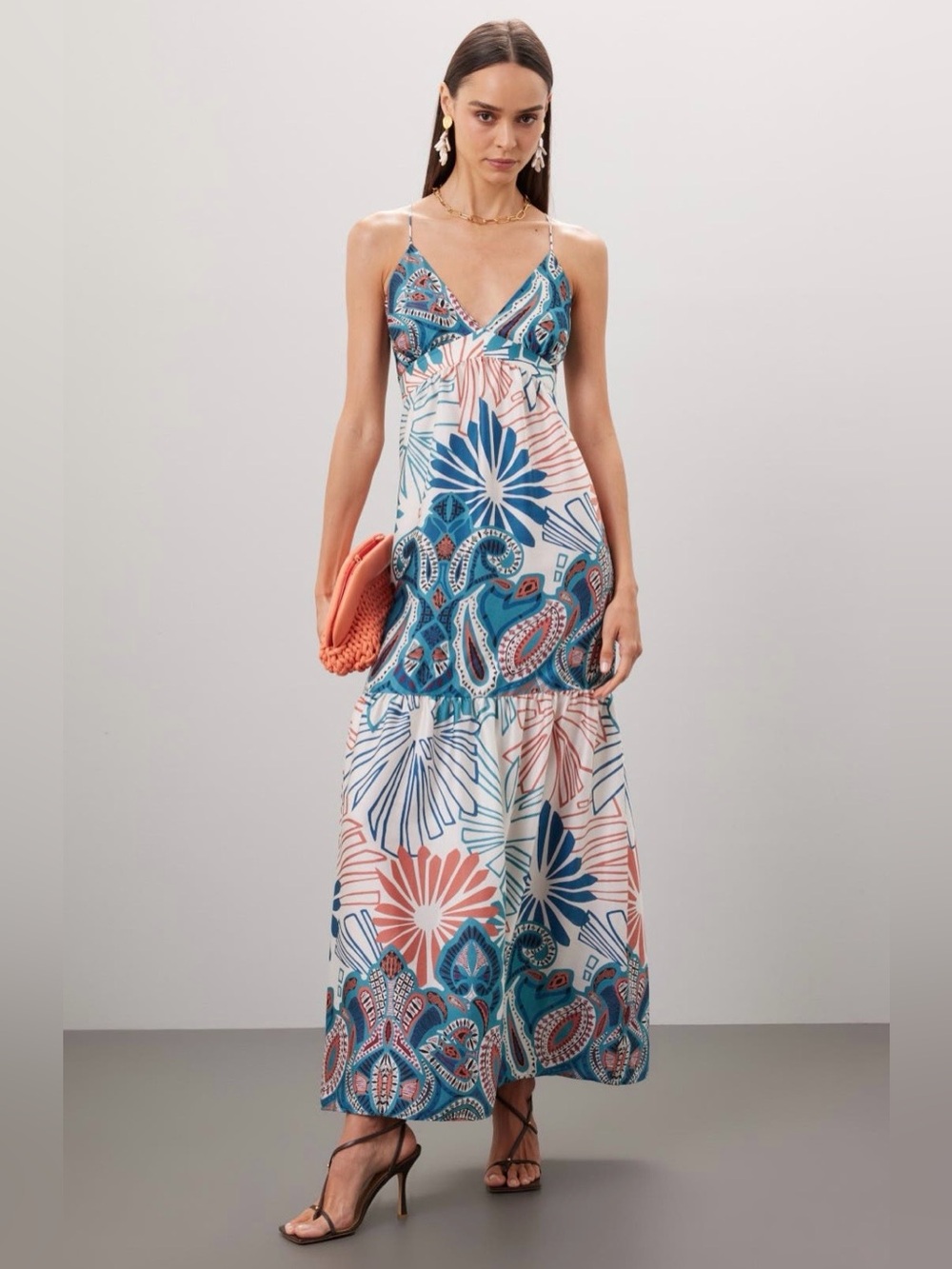 ba&sh~Joyce Paisley Floral Spaghetti-Strap Maxi Dress~Size Large~$485~